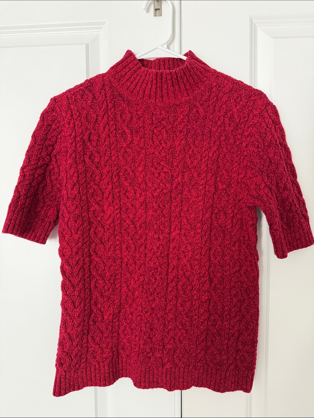 Liz Claiborne Red Cable-Knit Short Sleeve Turtleneck Sweater